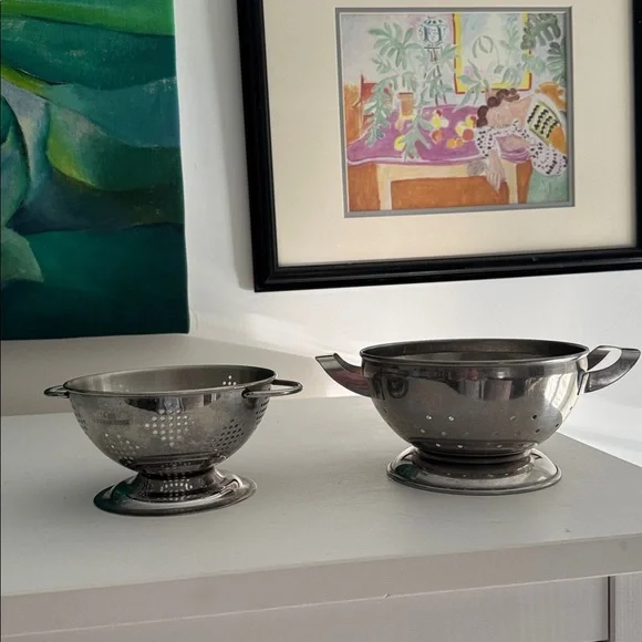 Premium Stainless Steel Small Colanders (2) with Handles - Picture 2 of 11